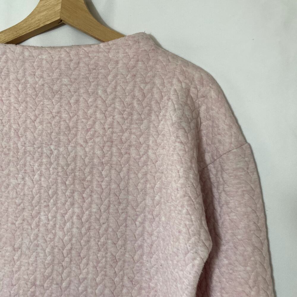 T by Talbots pink quilted boat neck sweater women's size MP casual warm top - Picture 2 of 8